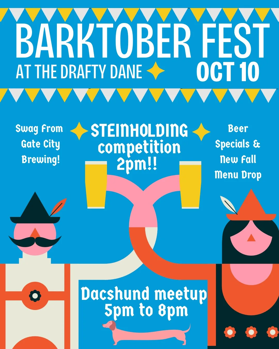 📅 Save the date!! 📅  Barktober Fest Saturday 10/10!! 🍺 Swag from Gate City, while supplies last. 🍺 STEINHOLDING competition @2pm!! (See rules on slide 2) and Dacshund Meetup from 5pm to 8pm!! See yall on the turf! 🐶 🍻 🌭 #dachshunds #marietta #barktoberfest #atl #steinholdingcontest