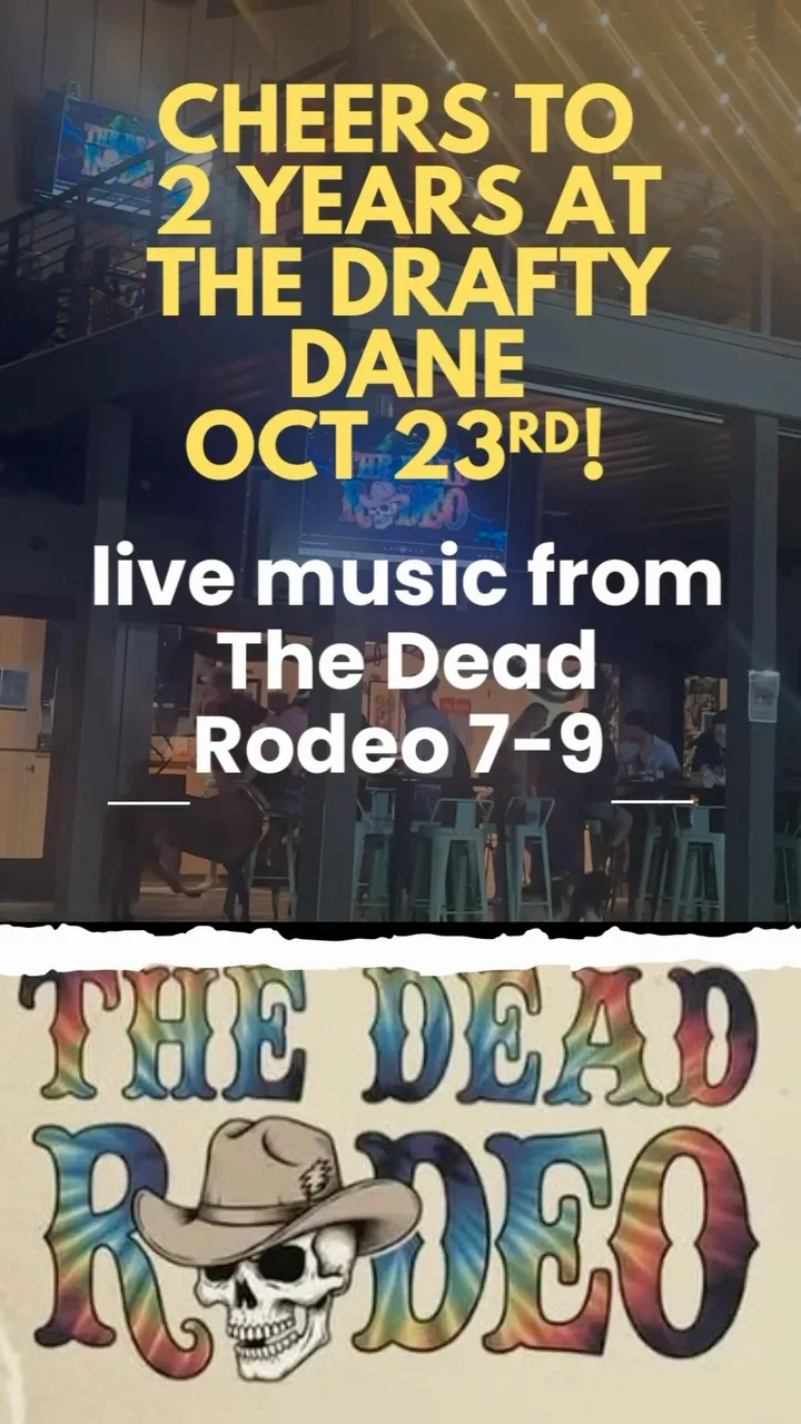 🥂 2️⃣ 🎉 🎶 Come Celebrate the Dane turning 2!! This Friday night, live music from @therealdeadrodeoband and crowd favorite, @pup.crunchllc bead bar upstairs (6pm -9pm) 🥂 🤗 2 years of making memories and forging friendships that will last a lifetime, with the sweetest of pups bringing us all together! Group toast at 6:45pm to kick off the jams! 🥂 see you on the turf! 🩵